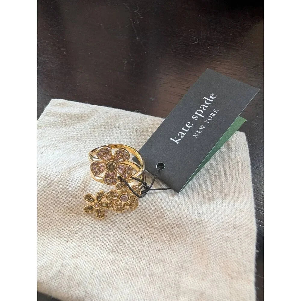 KATE SPADE NY Multicolored Gold Tone Fleurette Wrap Ring